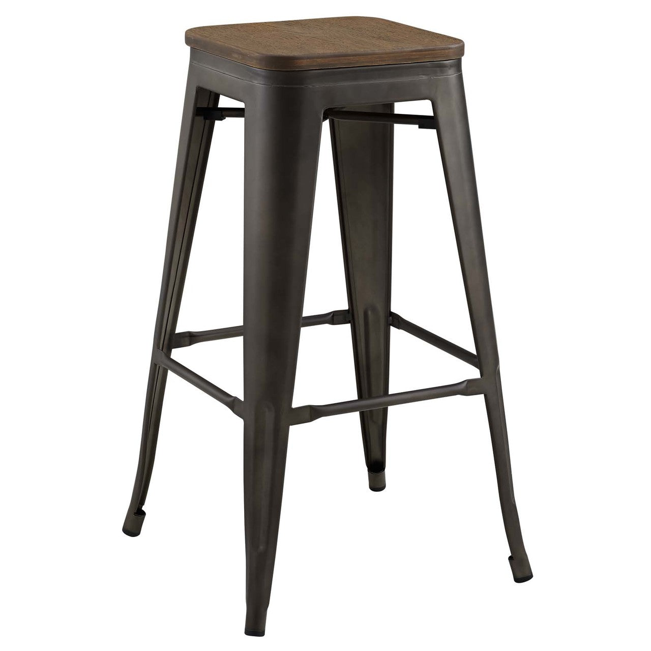 Promenade Bar Stool, Metal Steel Wood, Brown 13719