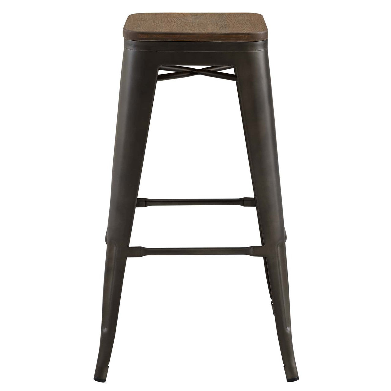 Promenade Bar Stool, Metal Steel Wood, Brown 13719