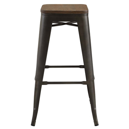 Promenade Bar Stool, Metal Steel Wood, Brown 13719