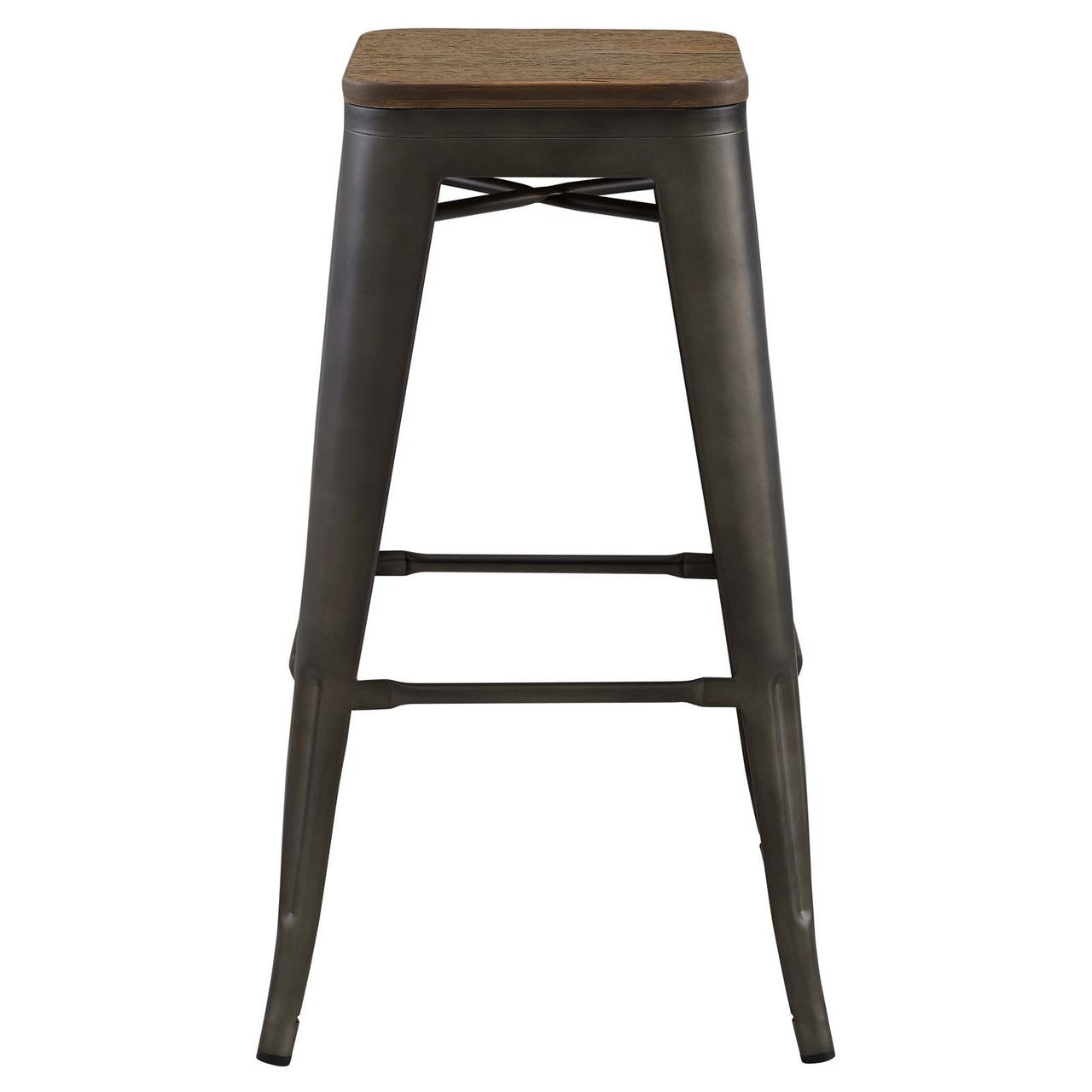 Promenade Bar Stool, Metal Steel Wood, Brown 13719