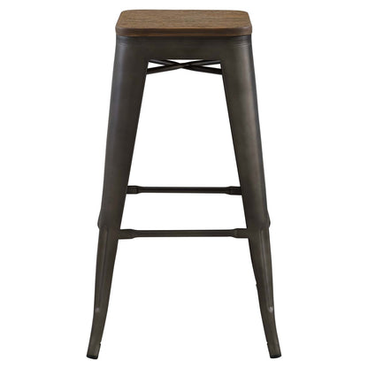 Promenade Bar Stool, Metal Steel Wood, Brown 13719