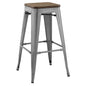 Promenade Bar Stool, Metal Steel Wood, Silver 13720