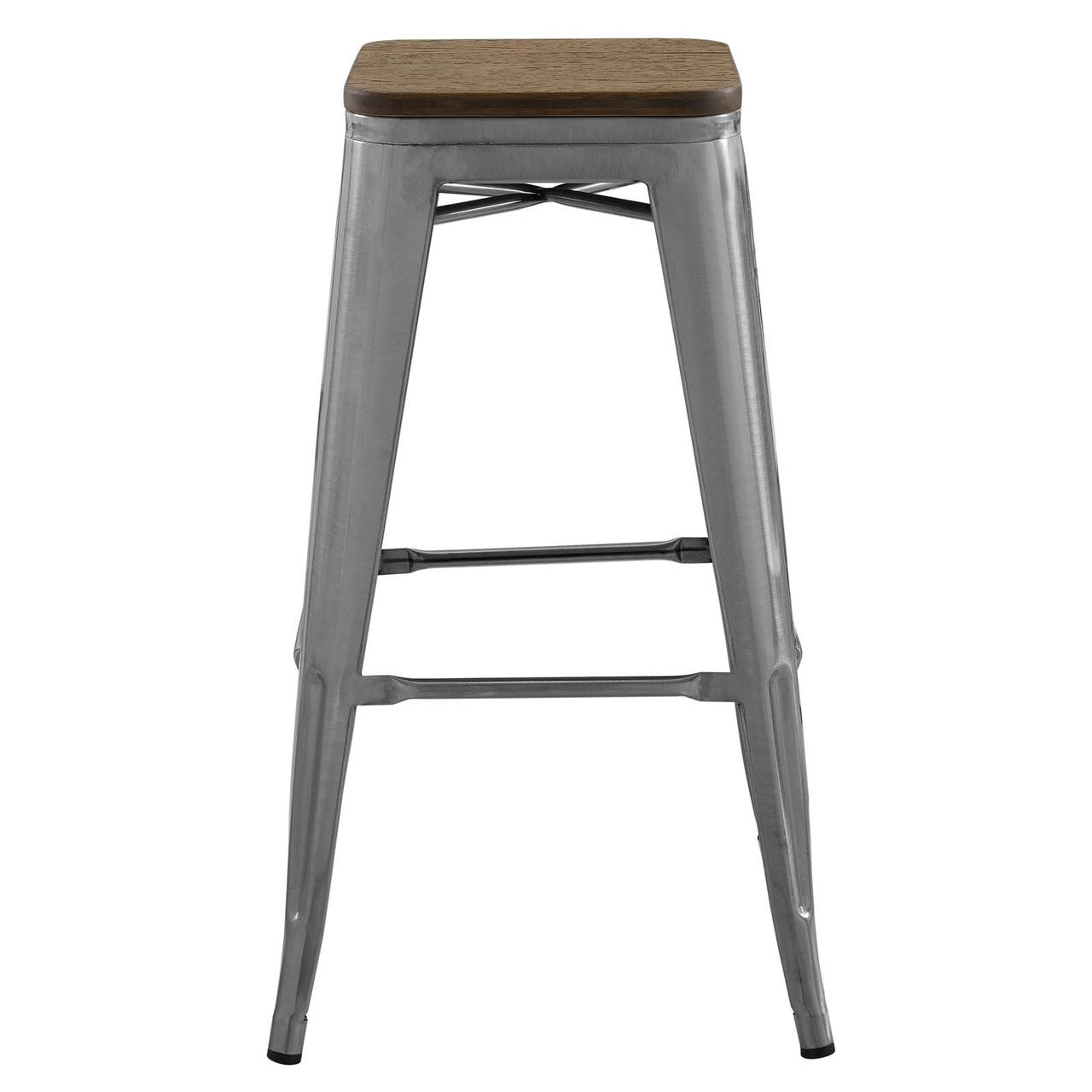 Promenade Bar Stool, Metal Steel Wood, Silver 13720