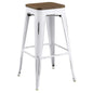 Promenade Bar Stool, Metal Steel Wood, White 13721