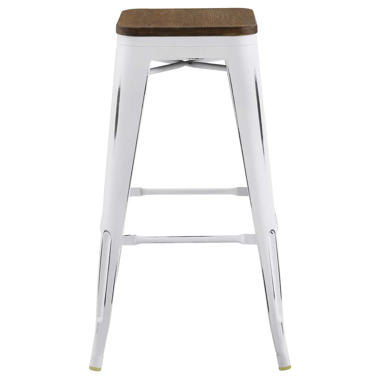 Promenade Bar Stool, Metal Steel Wood, White 13721