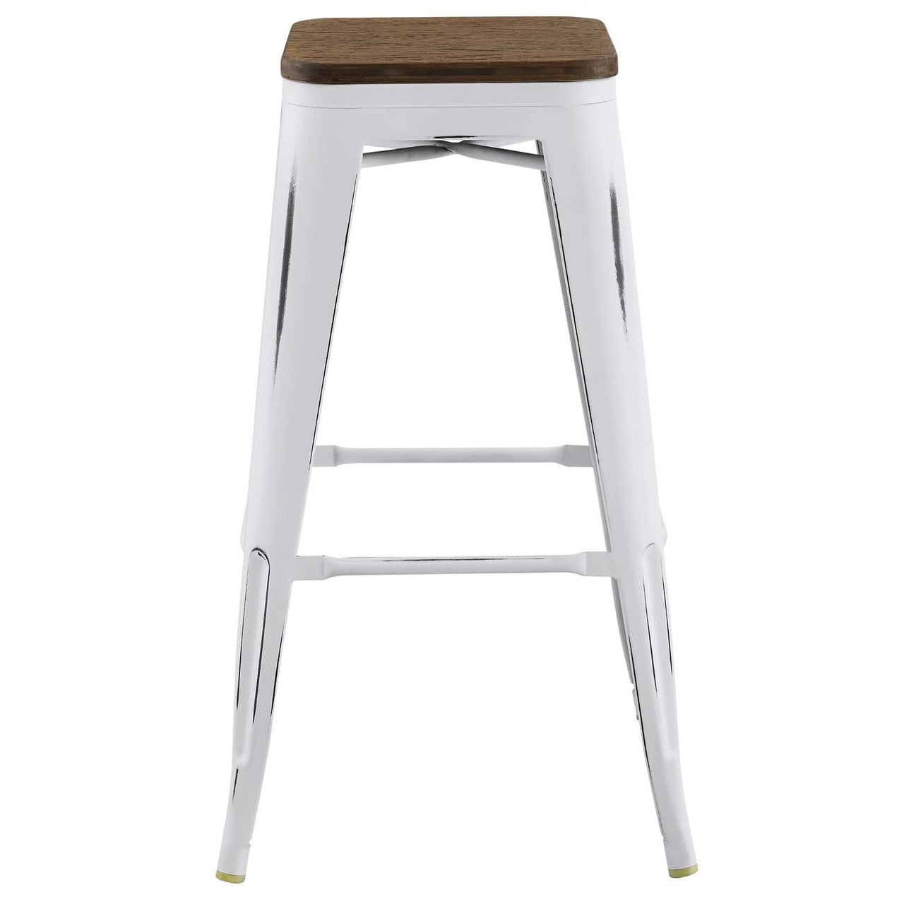 Promenade Bar Stool, Metal Steel Wood, White 13721