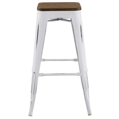 Promenade Bar Stool, Metal Steel Wood, White 13721
