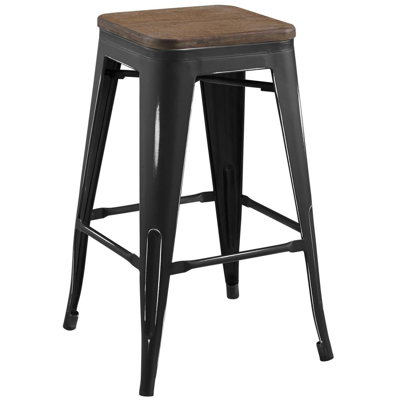 Promenade Counter Stool, Metal Steel Wood, Black 13722