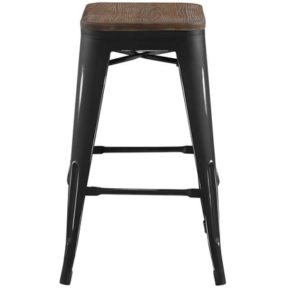 Promenade Counter Stool, Metal Steel Wood, Black 13722