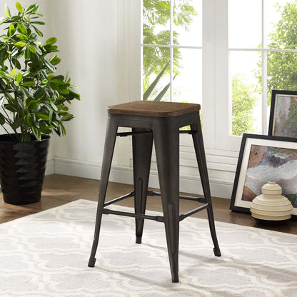 Promenade Counter Stool, Metal Steel Wood, Brown 13723