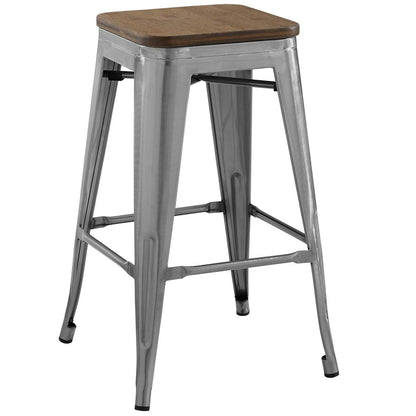 Promenade Counter Stool, Metal Steel Wood, Silver 13724
