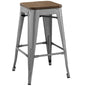 Promenade Counter Stool, Metal Steel Wood, Silver 13724