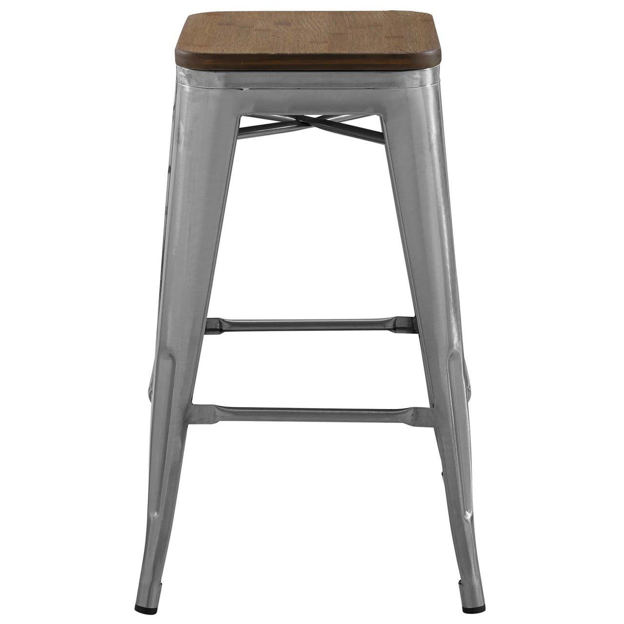 Promenade Counter Stool, Metal Steel Wood, Silver 13724