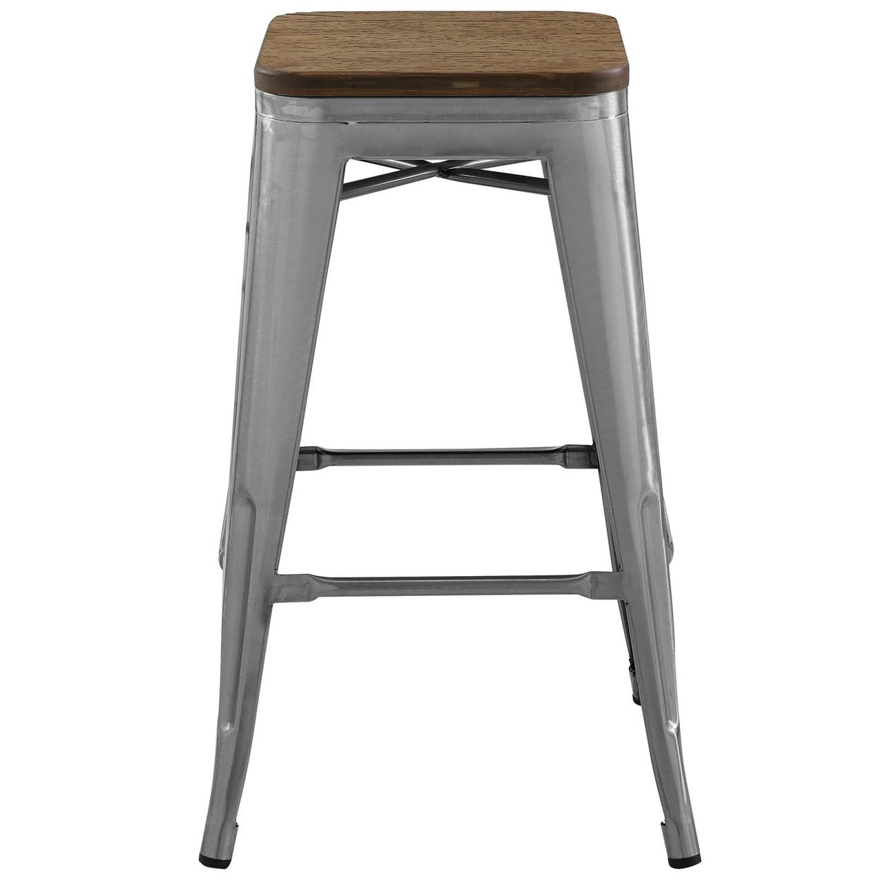 Promenade Counter Stool, Metal Steel Wood, Silver 13724
