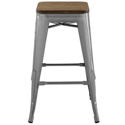 Promenade Counter Stool, Metal Steel Wood, Silver 13724
