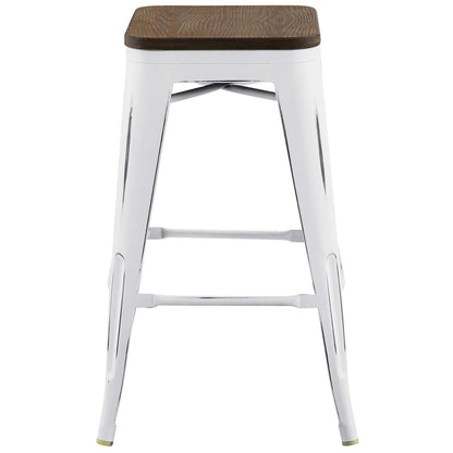 Promenade Counter Stool, Metal Steel Wood, White 13725