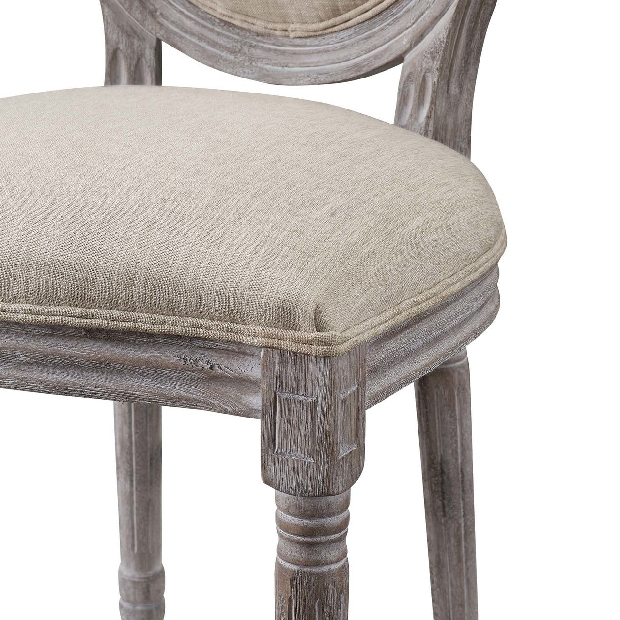 Emanate Vintage French Upholstered Fabric Dining Side Chair, Fabric Wood, Beige 13726