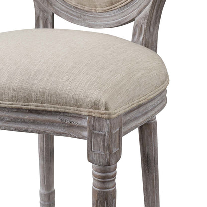 Emanate Vintage French Upholstered Fabric Dining Side Chair, Fabric Wood, Beige 13726
