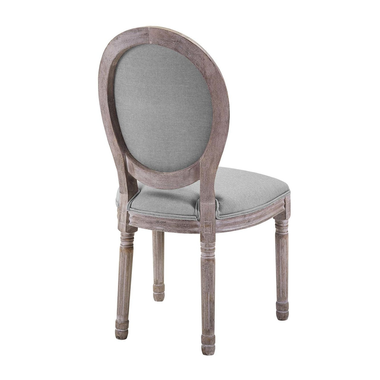 Emanate Vintage French Upholstered Fabric Dining Side Chair, Fabric Wood, Light Grey Gray 13727