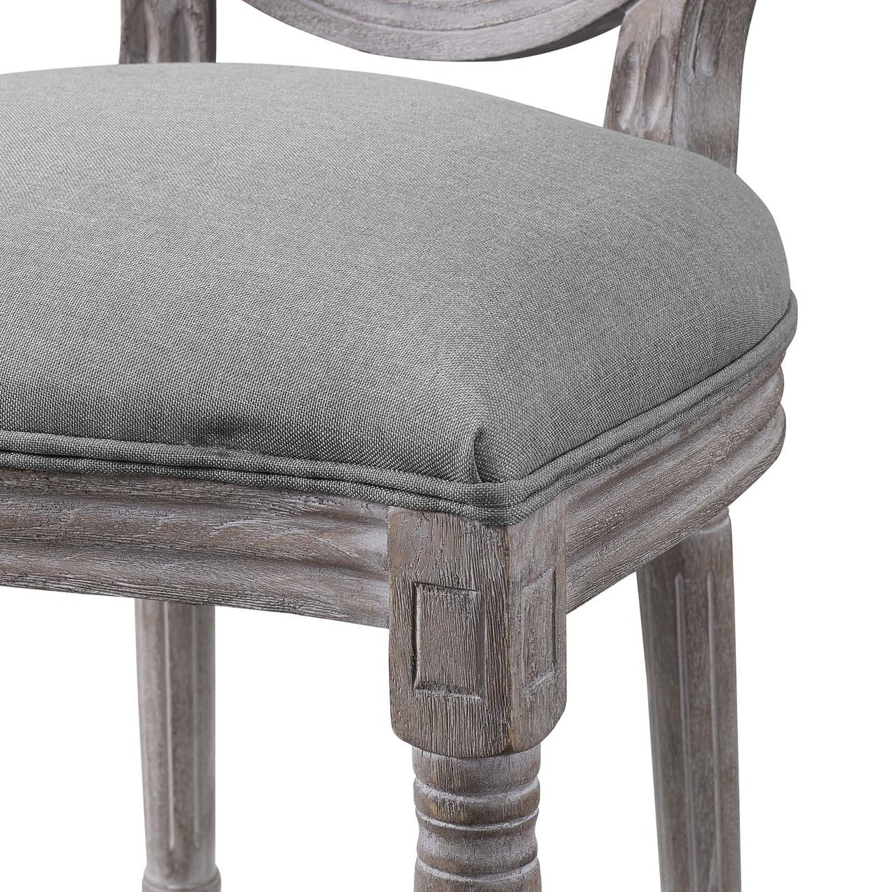Emanate Vintage French Upholstered Fabric Dining Side Chair, Fabric Wood, Light Grey Gray 13727