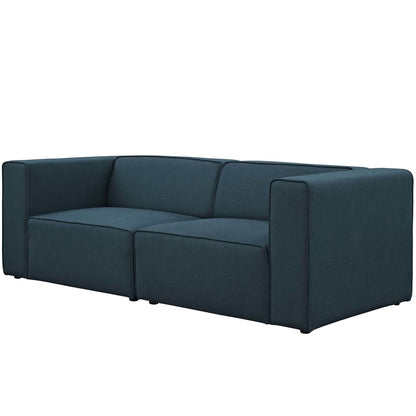 Mingle 2 Piece Upholstered Fabric Sofa Set, Fabric, Blue 13730