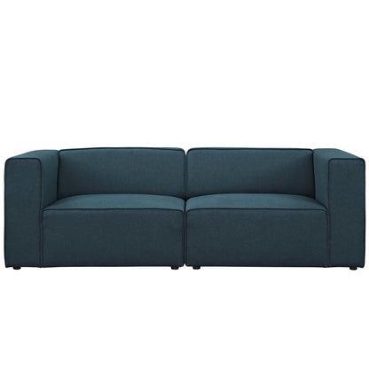 Mingle 2 Piece Upholstered Fabric Sofa Set, Fabric, Blue 13730