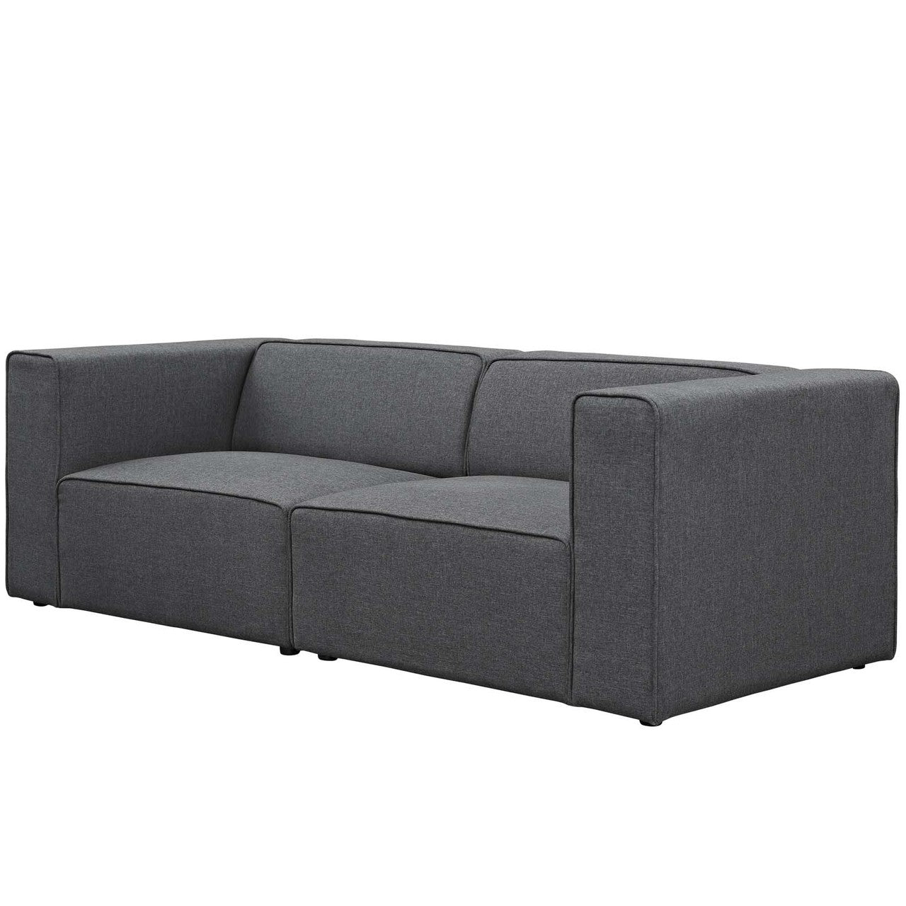 Mingle 2 Piece Upholstered Fabric Sofa Set, Fabric, Grey Gray 13731