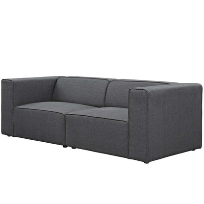 Mingle 2 Piece Upholstered Fabric Sofa Set, Fabric, Grey Gray 13731