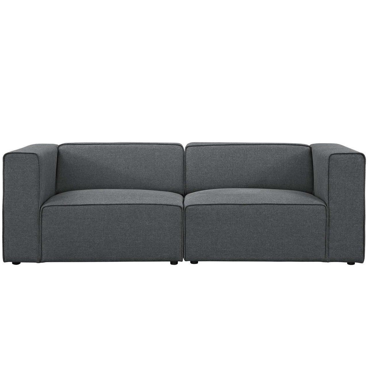 Mingle 2 Piece Upholstered Fabric Sofa Set, Fabric, Grey Gray 13731