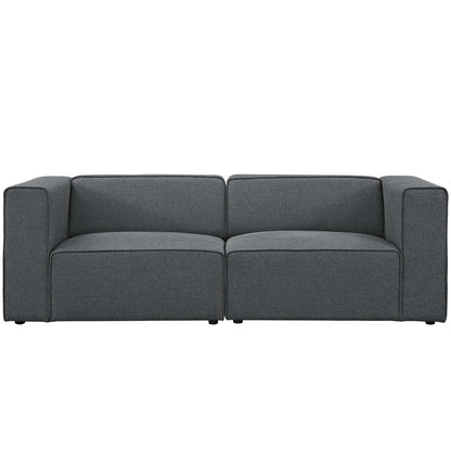 Mingle 2 Piece Upholstered Fabric Sofa Set, Fabric, Grey Gray 13731