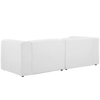Mingle 2 Piece Upholstered Fabric Sofa Set, Fabric, White 13733