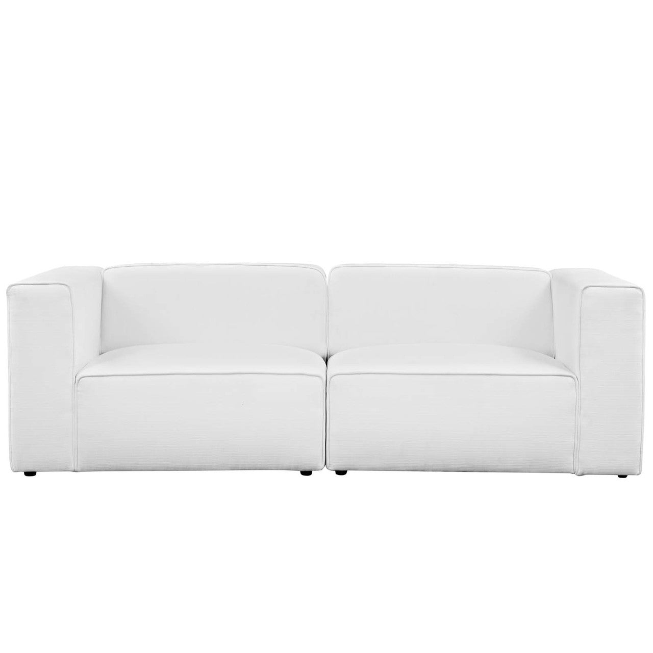 Mingle 2 Piece Upholstered Fabric Sofa Set, Fabric, White 13733