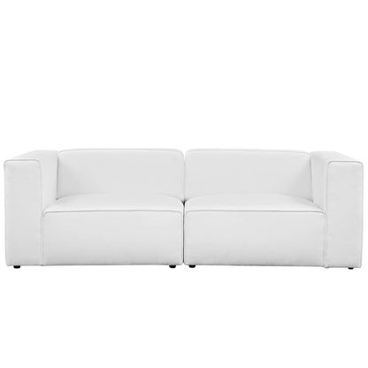 Mingle 2 Piece Upholstered Fabric Sofa Set, Fabric, White 13733