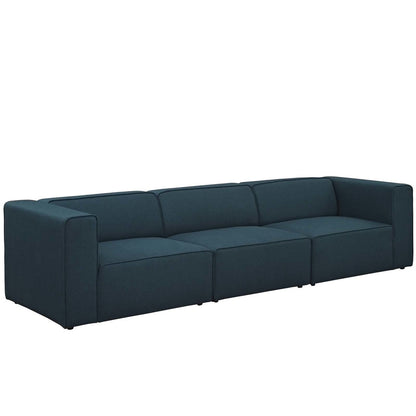 Mingle 3 Piece Upholstered Fabric Sofa Set, Fabric, Blue 13734