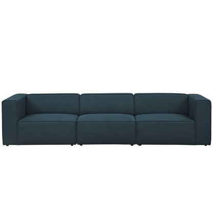 Mingle 3 Piece Upholstered Fabric Sofa Set, Fabric, Blue 13734