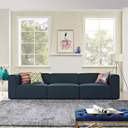 Mingle 3 Piece Upholstered Fabric Sofa Set, Fabric, Blue 13734