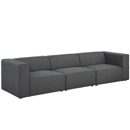 Mingle 3 Piece Upholstered Fabric Sofa Set, Fabric, Grey Gray 13735