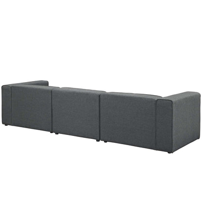 Mingle 3 Piece Upholstered Fabric Sofa Set, Fabric, Grey Gray 13735