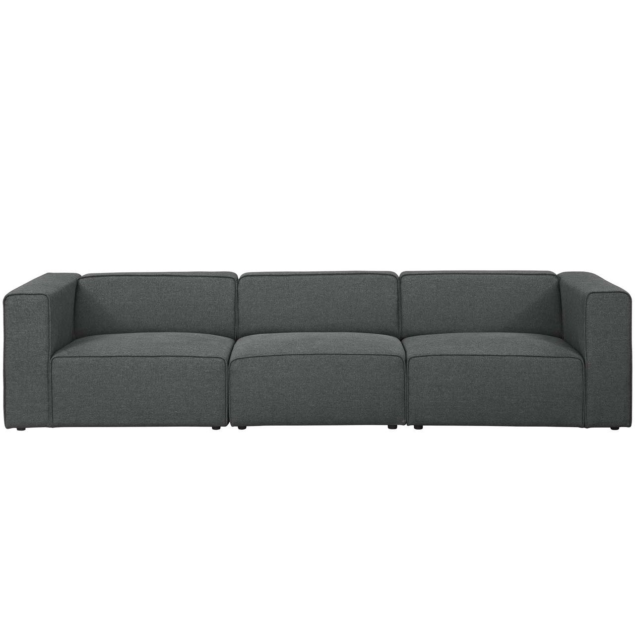 Mingle 3 Piece Upholstered Fabric Sofa Set, Fabric, Grey Gray 13735