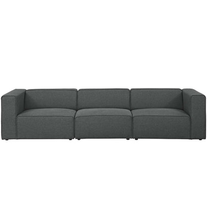 Mingle 3 Piece Upholstered Fabric Sofa Set, Fabric, Grey Gray 13735