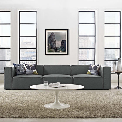 Mingle 3 Piece Upholstered Fabric Sofa Set, Fabric, Grey Gray 13735