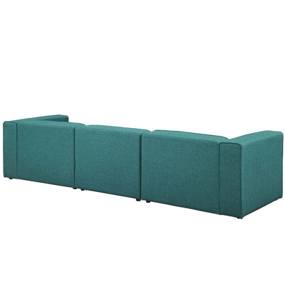 Mingle 3 Piece Upholstered Fabric Sofa Set, Fabric, Aqua Blue 13736