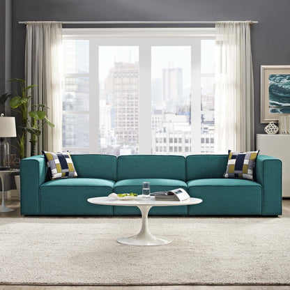 Mingle 3 Piece Upholstered Fabric Sofa Set, Fabric, Aqua Blue 13736