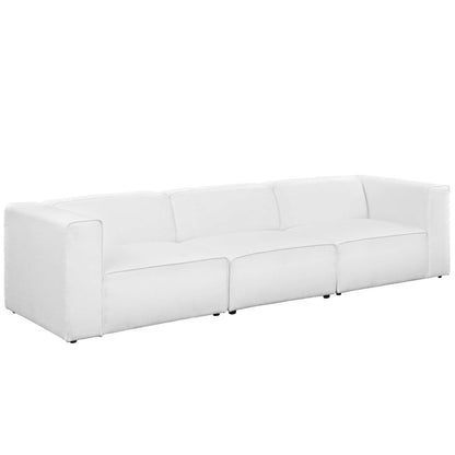 Mingle 3 Piece Upholstered Fabric Sofa Set, Fabric, White 13737