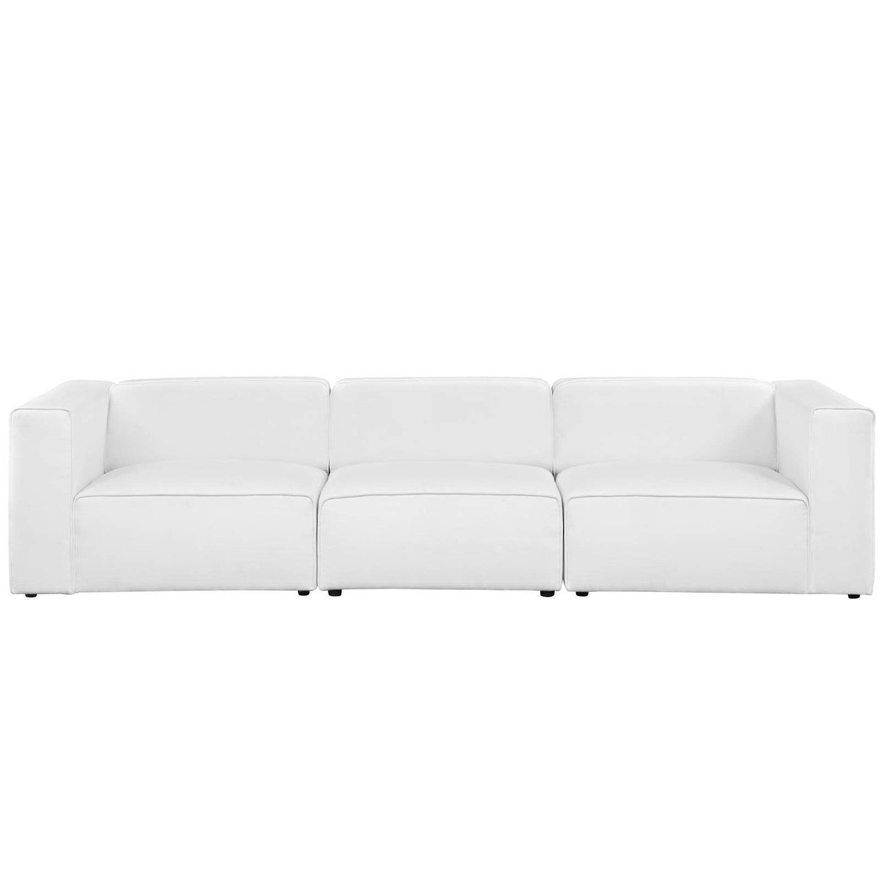 Mingle 3 Piece Upholstered Fabric Sofa Set, Fabric, White 13737