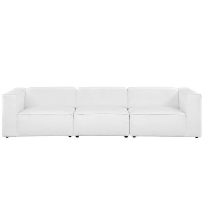Mingle 3 Piece Upholstered Fabric Sofa Set, Fabric, White 13737