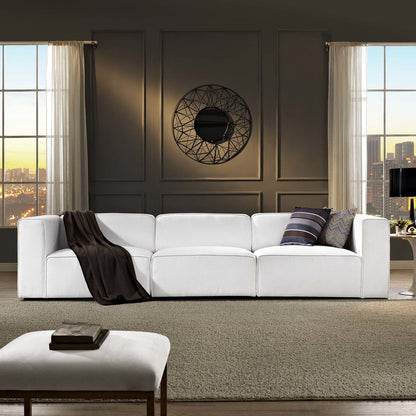 Mingle 3 Piece Upholstered Fabric Sofa Set, Fabric, White 13737