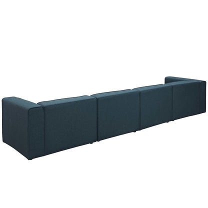 Mingle 4 Piece Upholstered Fabric Sofa Set, Fabric, Blue 13738