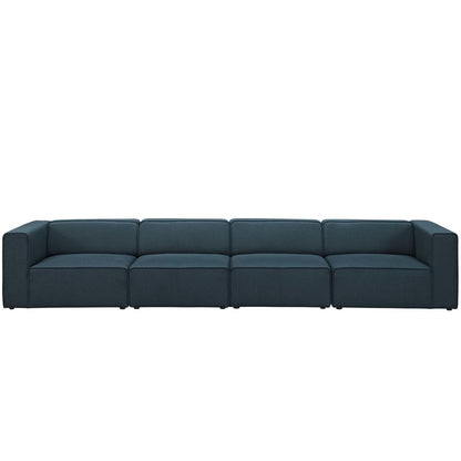 Mingle 4 Piece Upholstered Fabric Sofa Set, Fabric, Blue 13738