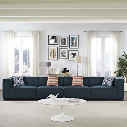 Mingle 4 Piece Upholstered Fabric Sofa Set, Fabric, Blue 13738